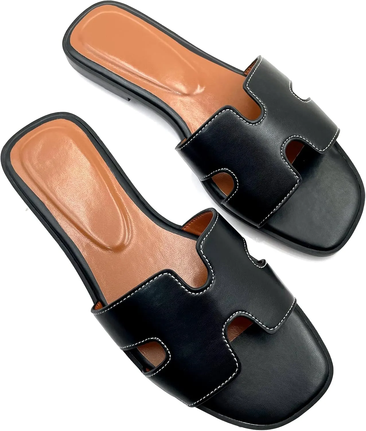 Women's Flat Sandals.Flat Sandals with Unique Design, PU Leather Handcrafted Slippers,Versatile for Vacation, Home, Casual Wear, Gift