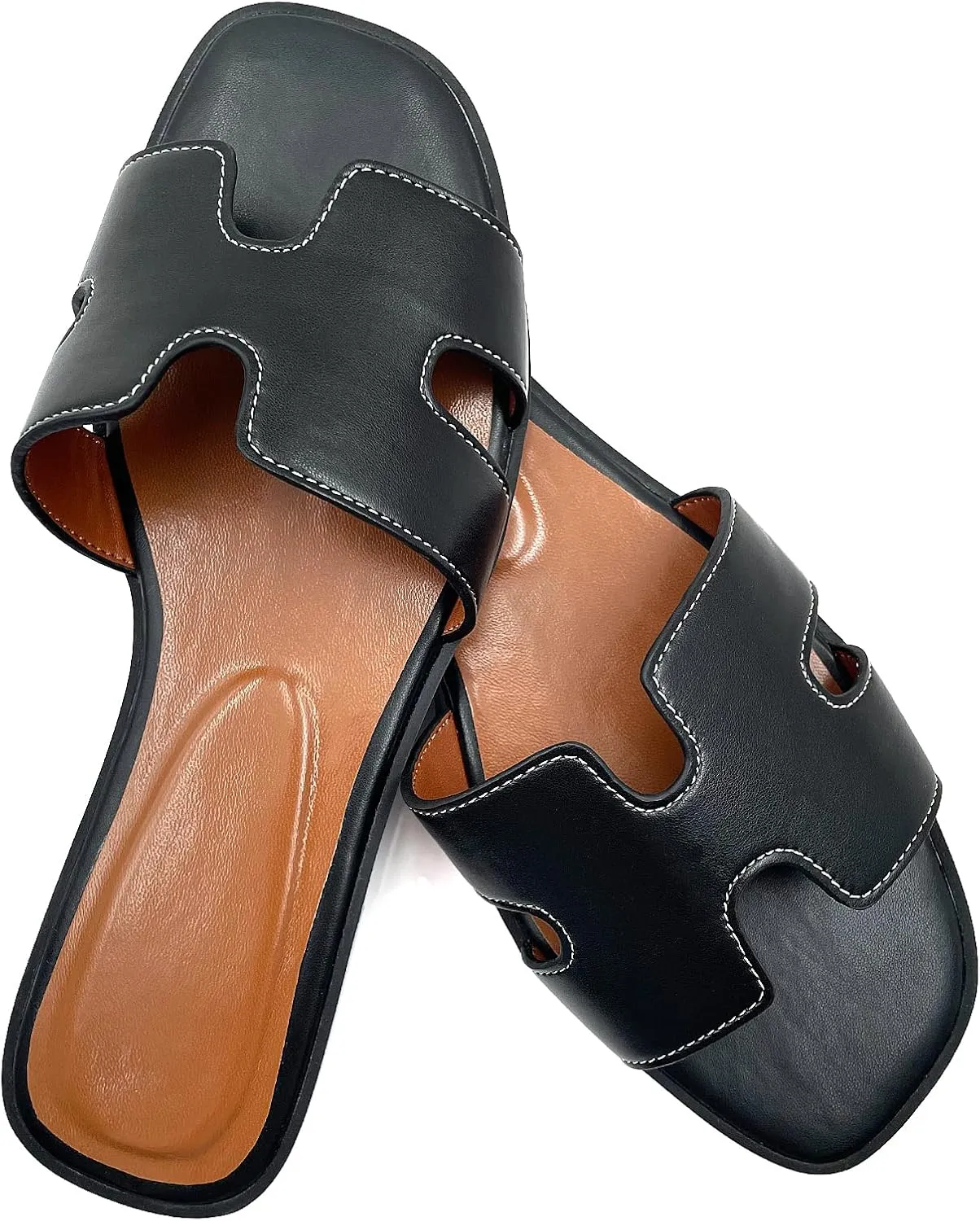 Women's Flat Sandals.Flat Sandals with Unique Design, PU Leather Handcrafted Slippers,Versatile for Vacation, Home, Casual Wear, Gift