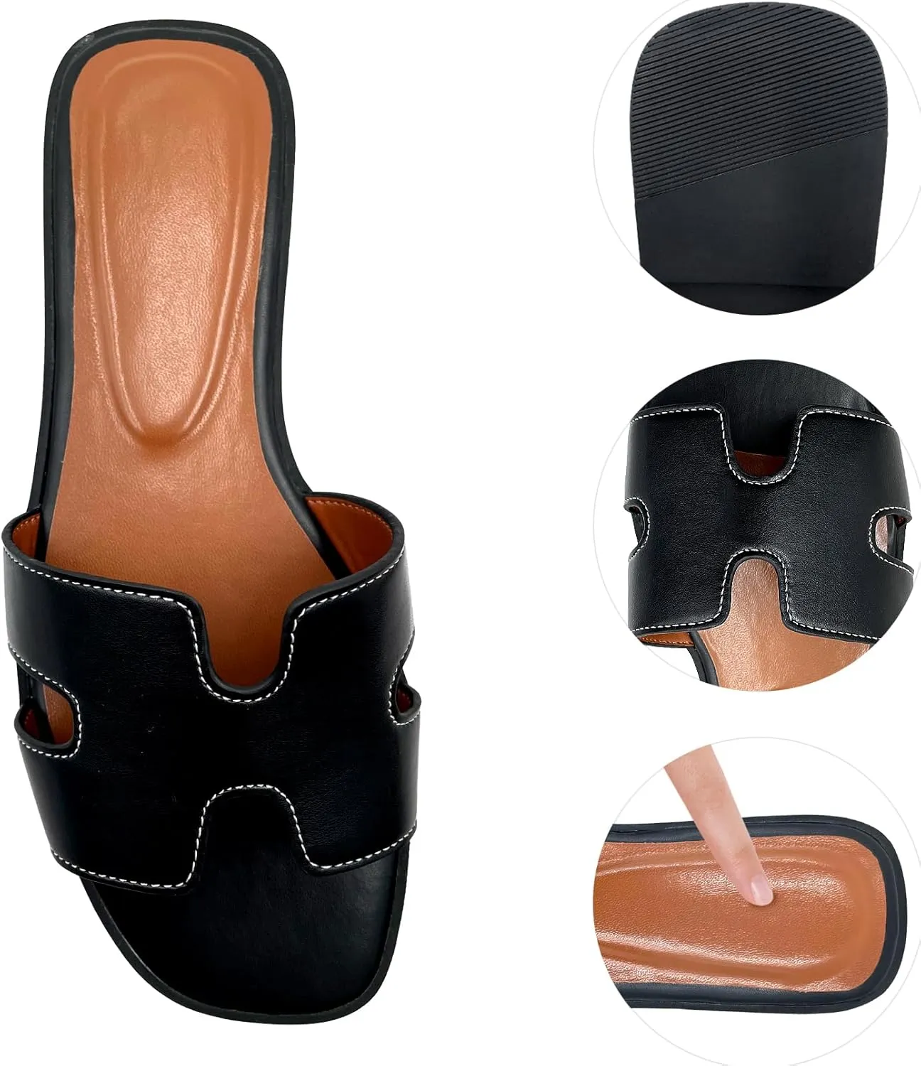 Women's Flat Sandals.Flat Sandals with Unique Design, PU Leather Handcrafted Slippers,Versatile for Vacation, Home, Casual Wear, Gift