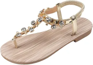 Womens Flip Flops Yoga Mat Comfortable Non Slip Casual Summer Beach Thong Sandals Dress Ankle Elastic Jeweled Bohemian Flats