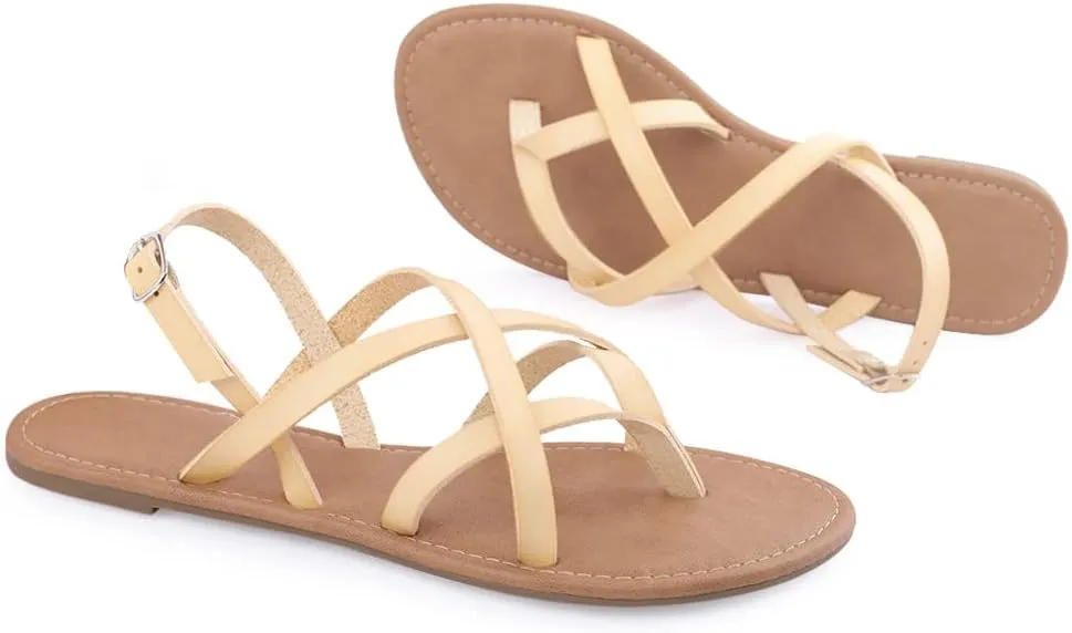 Women's Gladiator Flat Sandals Fisherman Strappy Sandals Ankle Strap Sandals