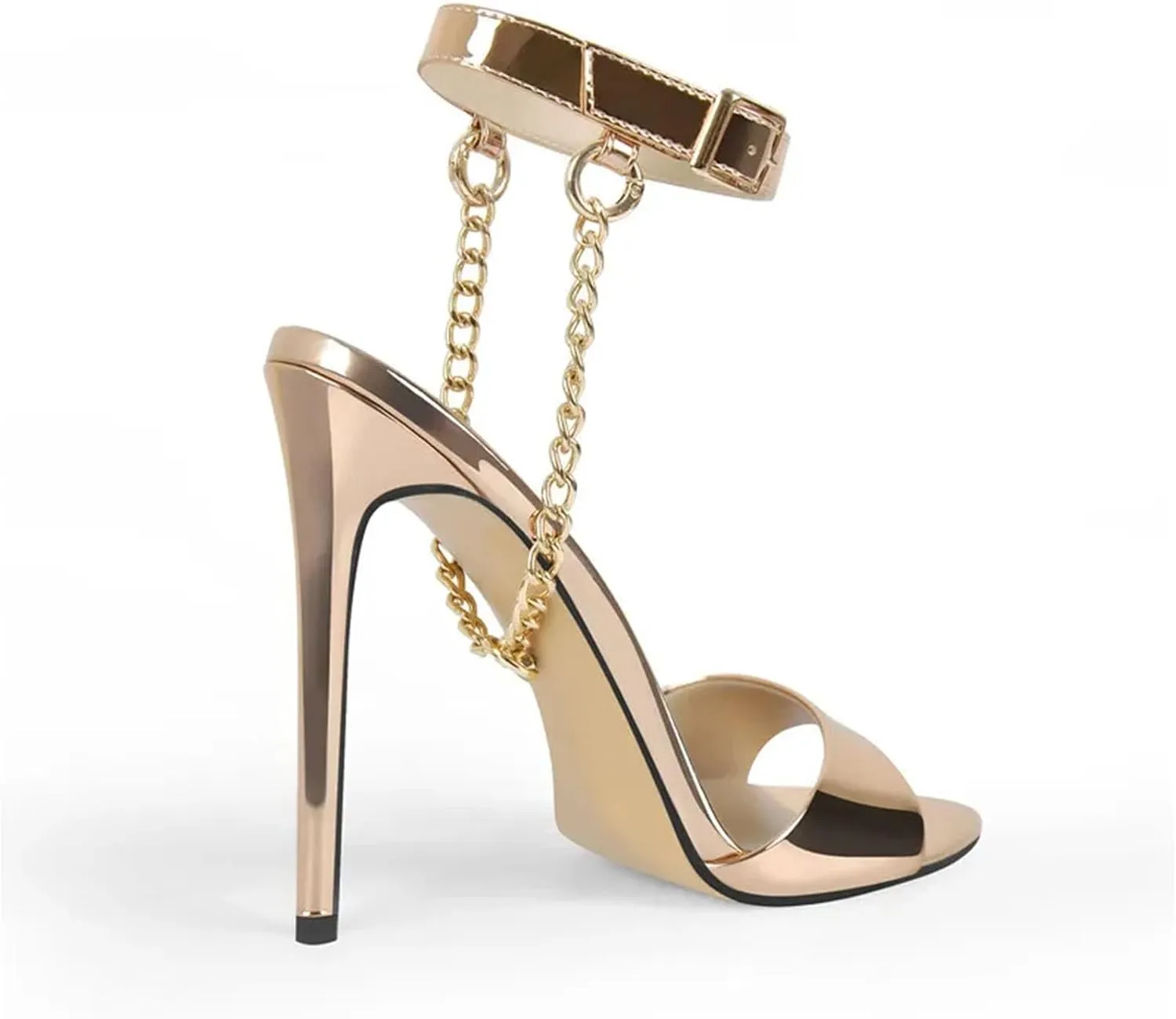 Women's Gold Peep Toe Mules - Classic Party Dress Slip Ons