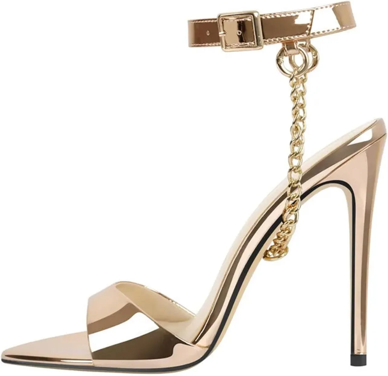 Women's Gold Peep Toe Mules - Classic Party Dress Slip Ons