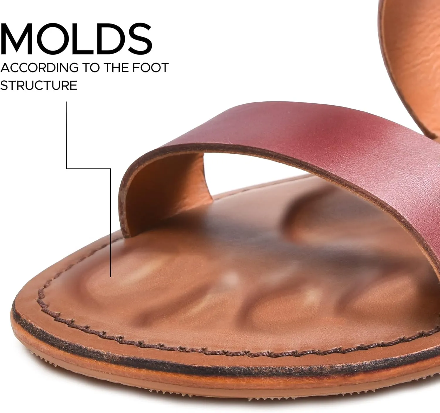 Women's Handmade Genuine Leather Summer Casual Comfort Flat Slide Sandals