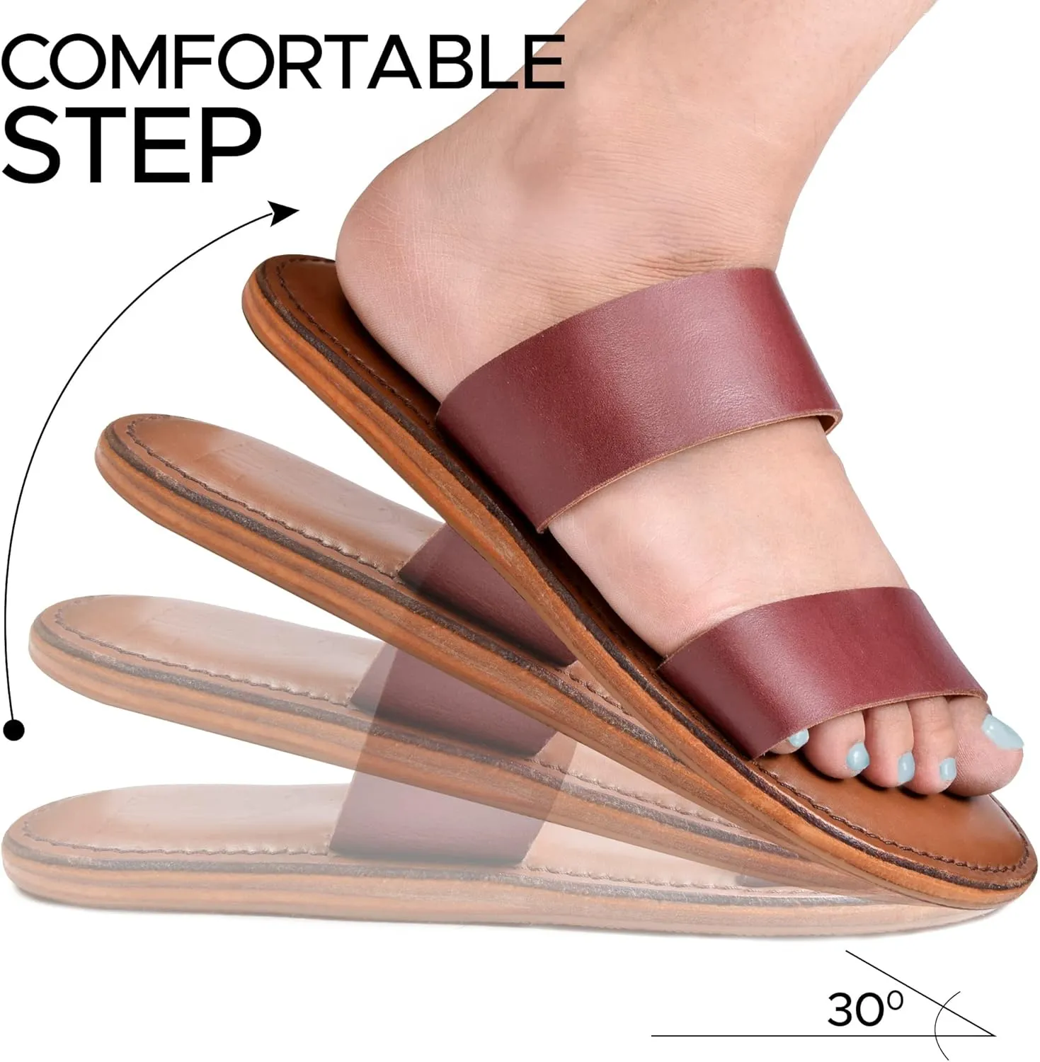 Women's Handmade Genuine Leather Summer Casual Comfort Flat Slide Sandals