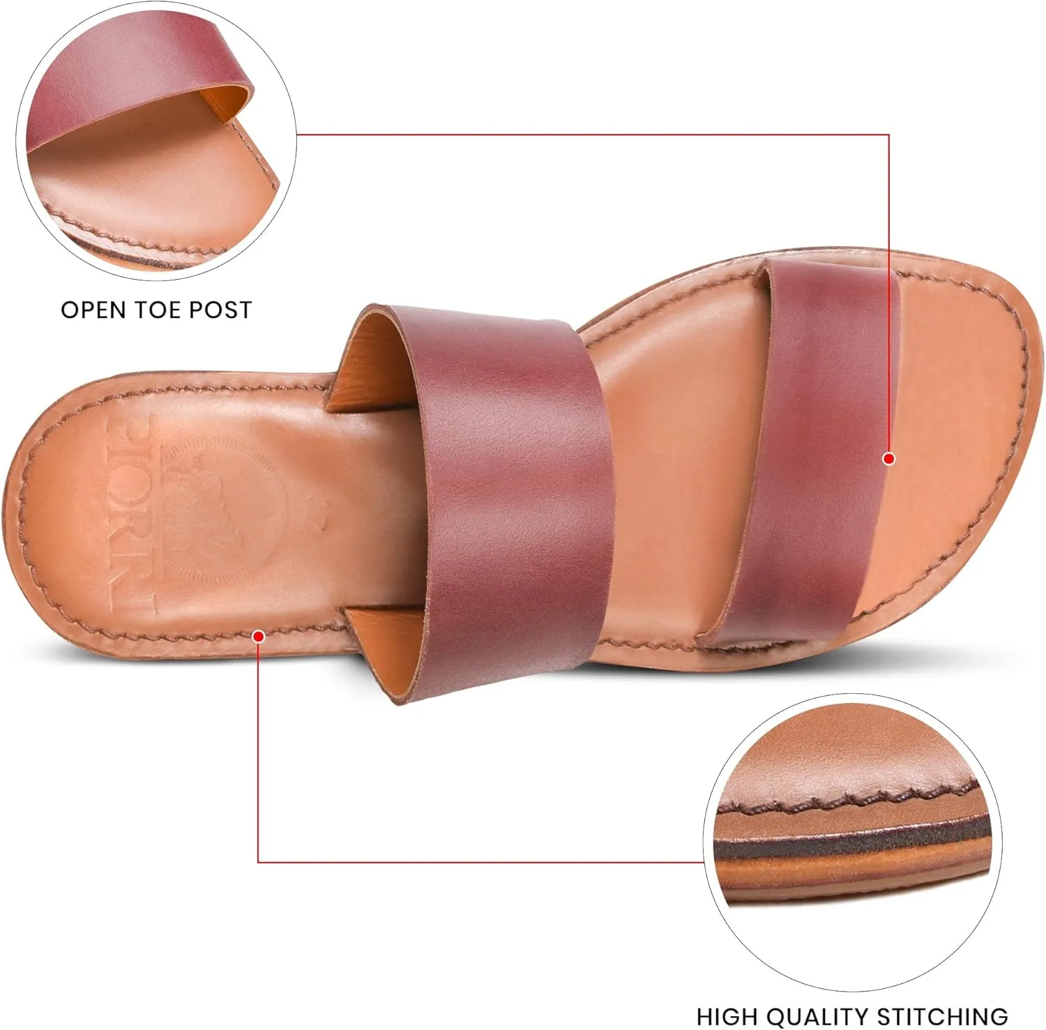 Women's Handmade Genuine Leather Summer Casual Comfort Flat Slide Sandals