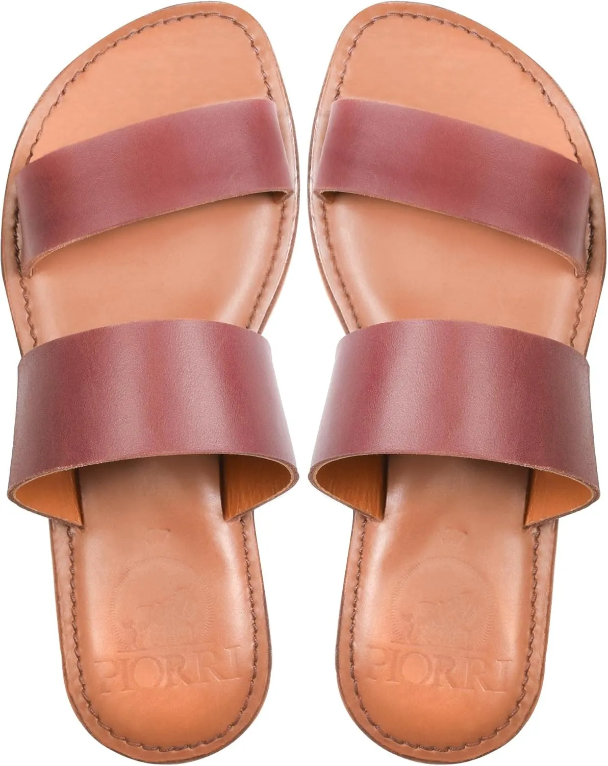 Women's Handmade Genuine Leather Summer Casual Comfort Flat Slide Sandals