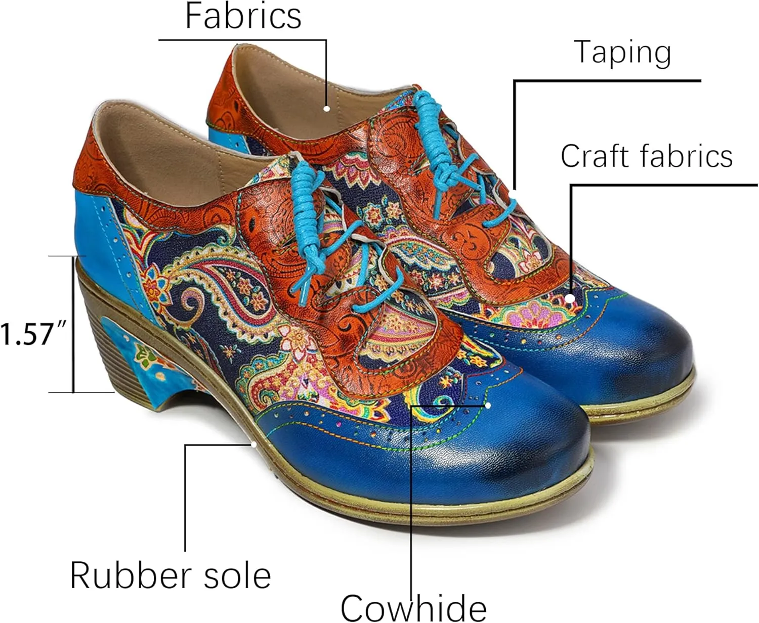 Women's Handmade Lambskin Oxford Loafers Shoes with Retro Ethnic Printed Style, Brock Design for Casual and Fashion Collegiate Style