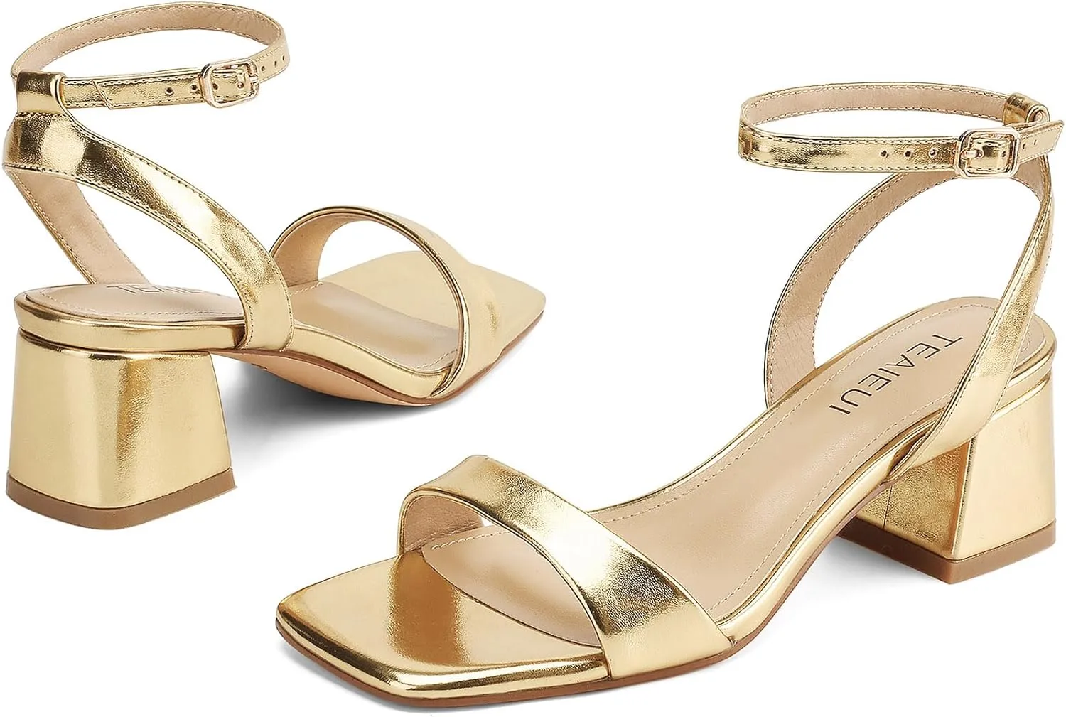 Women's Heeled Sandals Strappy Low Block Heels Chunky for Women Comfortable Ankle Strap Open Toe Party Wedding Dress Shoes for Women Dressy