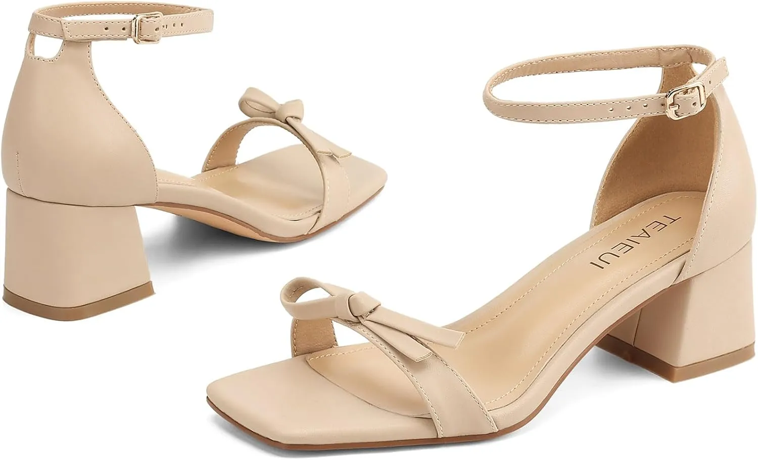Women's Heeled Sandals Strappy Low Block Heels Chunky for Women Comfortable Ankle Strap Open Toe Party Wedding Dress Shoes for Women Dressy