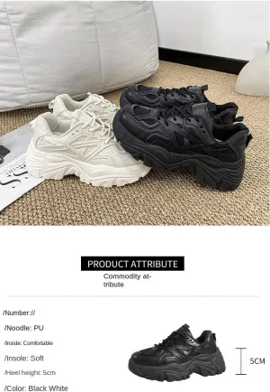 Women's Height Increasing Sneakers – Thick Platform Casual Walking Shoes, Breathable Lace-Up Low Top Dad Sneakers, Lightweight Comfortable Fashion Shoes for Outdoor