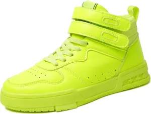 Women's High Top Fashion Basketball Ankle Boots Walking Tennis Shoes Platform Hook and Loop Casual Faux Leather Hidden Heels Sneaker