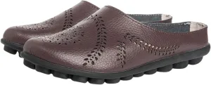 Womens Hollow Out Breathable Mule Sandals Casual Comfortable Closed Toe Sandals Flats Softsole Lightweight Leather Loafer Slippers
