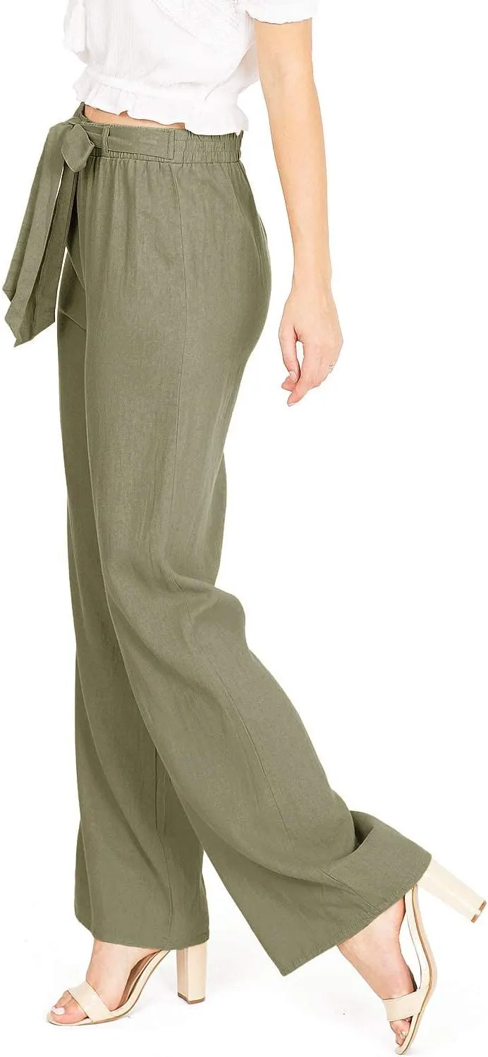 Women's Juniors Wide Leg Spring Linen Pants