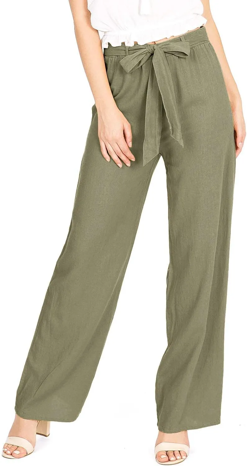 Women's Juniors Wide Leg Spring Linen Pants