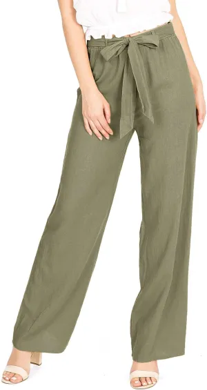 Women's Juniors Wide Leg Spring Linen Pants