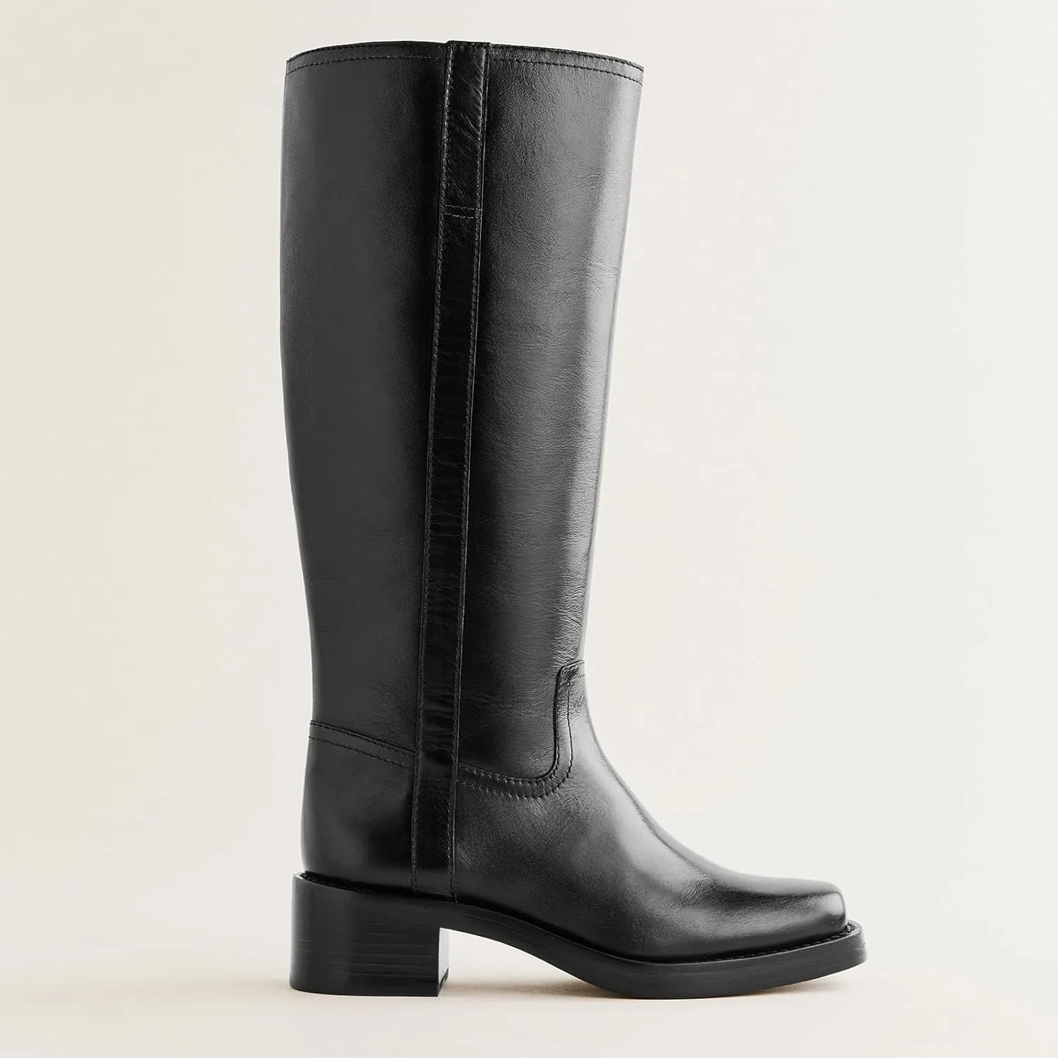 Women's Knee High Boots Chunky Heel Square Toe Riding Boots Pull On Heeled Boots Dress Tall Boots