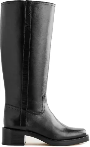 Women's Knee High Boots Chunky Heel Square Toe Riding Boots Pull On Heeled Boots Dress Tall Boots