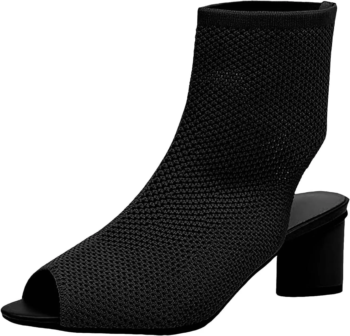 Women's Knit Toe Chunky Heel Ankle Boots Open Pointed Toe Slingback Heeled Sandals Summer Comfort Insoles Heels