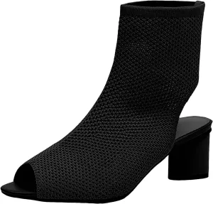Women's Knit Toe Chunky Heel Ankle Boots Open Pointed Toe Slingback Heeled Sandals Summer Comfort Insoles Heels