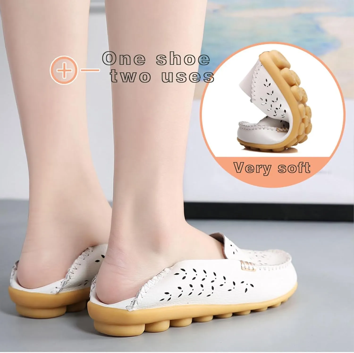 Womens Loafers Comfortable Dressy Closed Toe Sandals Wide Width Flats Slip On Moccasins Casual Driving Shoes Summer Comfort Walking Shoes Breathable Work Dressy Shoe Trending Sandals for Women