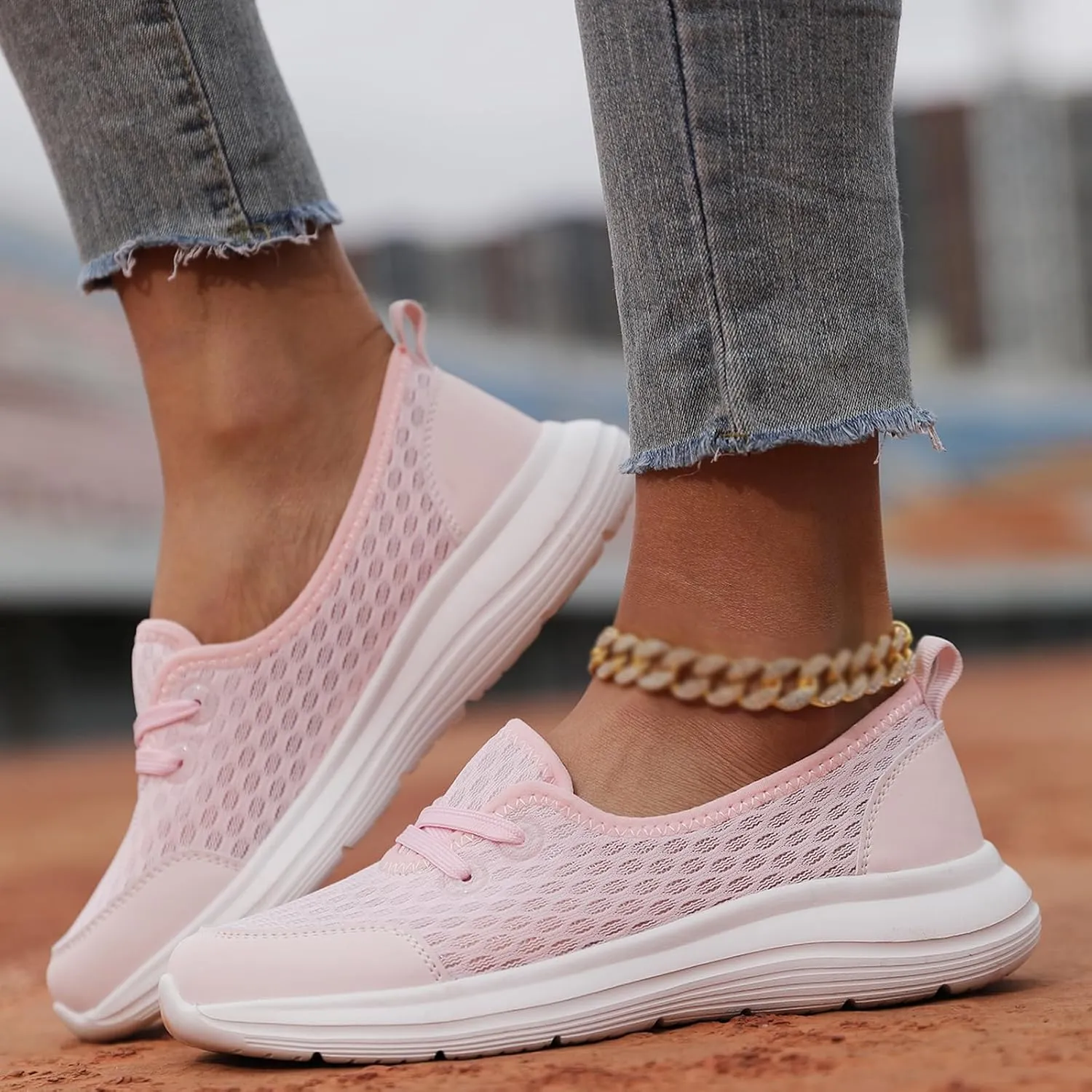 Womens Loafers Slip On Shoes Low Top Fashion Sneakers Breathable Slip On Arch Support Non-Slip Shoes Casual Walking Shoes