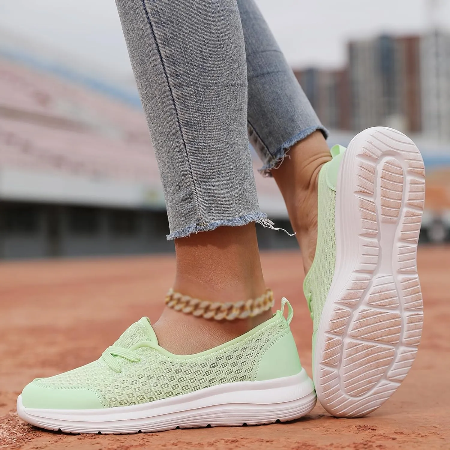 Womens Loafers Slip On Shoes Low Top Fashion Sneakers Breathable Slip On Arch Support Non-Slip Shoes Casual Walking Shoes