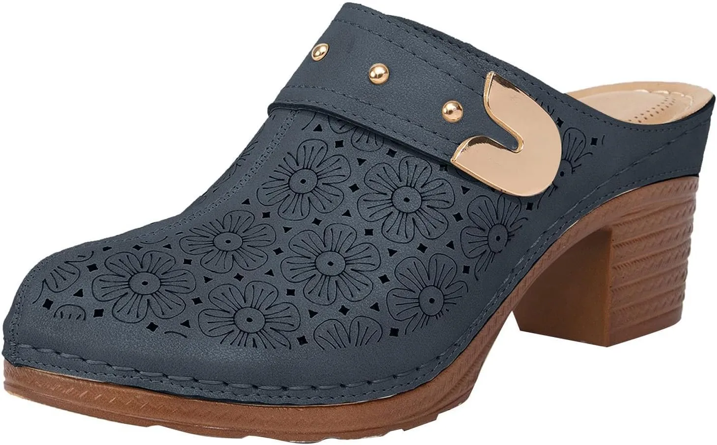 Women's Mules & Clogs Comfortable Slip-On Closed Toe Clog Summer Breathable Mesh Hollow Out Sandals Dressy Slip On Open Back Mule Clogs with Arch Support Casual Walking Orthopedic Shoes