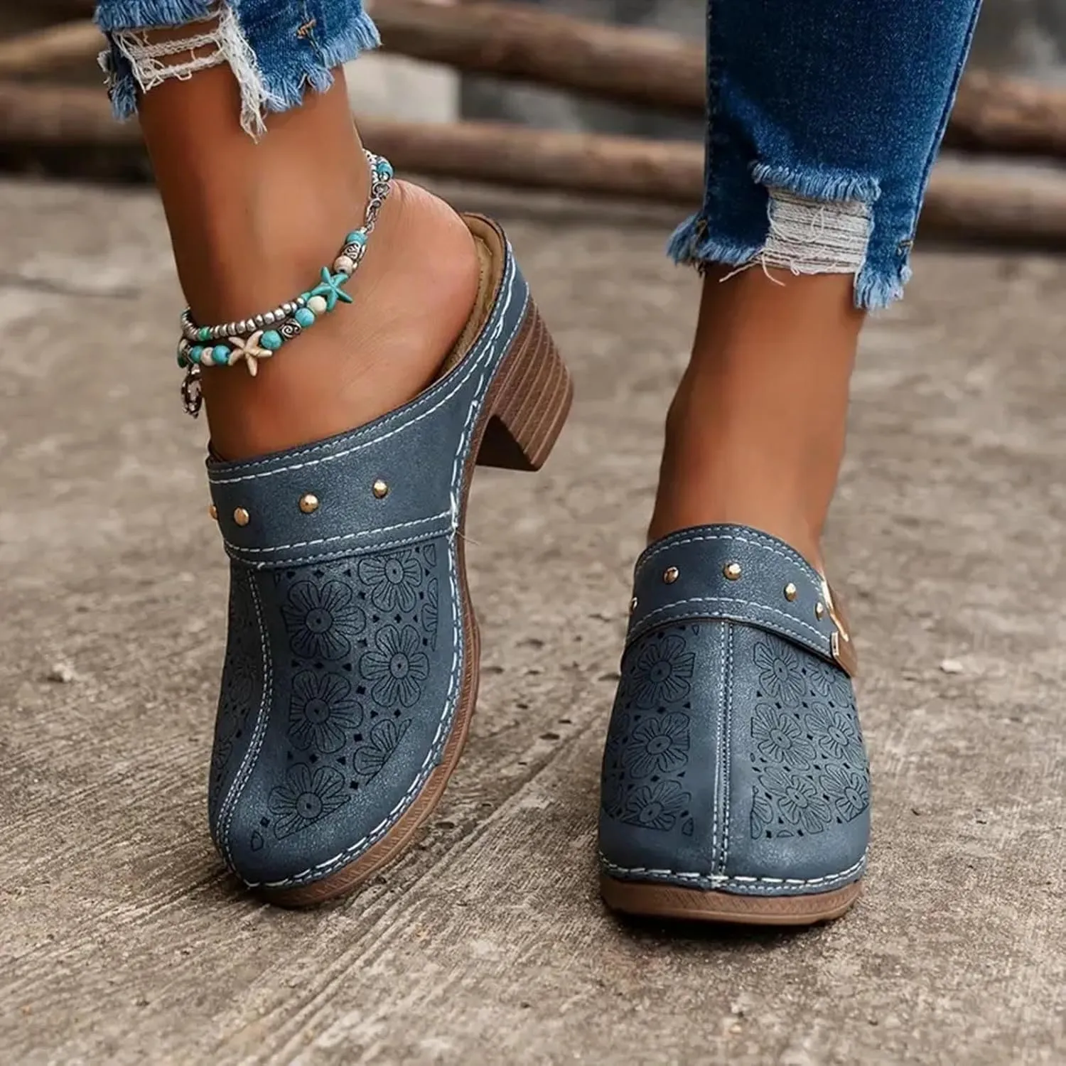 Women's Mules & Clogs Comfortable Slip-On Closed Toe Clog Summer Breathable Mesh Hollow Out Sandals Dressy Slip On Open Back Mule Clogs with Arch Support Casual Walking Orthopedic Shoes