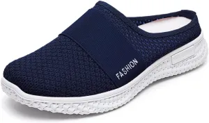 Womens Mules Comfortable Orthopedic Shoes with Arch Support Breathable Hollow Out Clogs Lightweight Open Back Shoes Diabetic Air-Cushion Slip-On Walking Shoe Closed Toe Mules