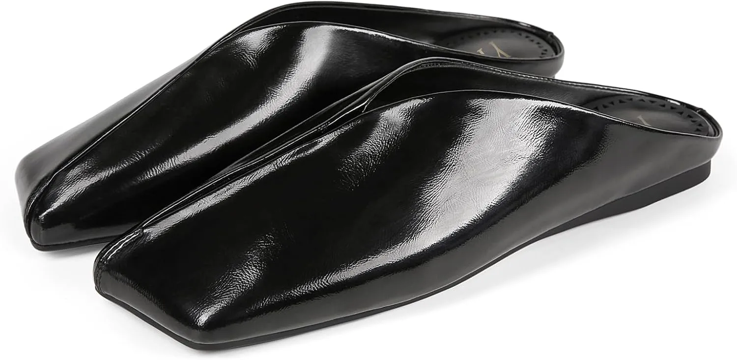 Women's Mules Flats Closed Square Toe Slip On Backless Fashion Casual Dress Shoes