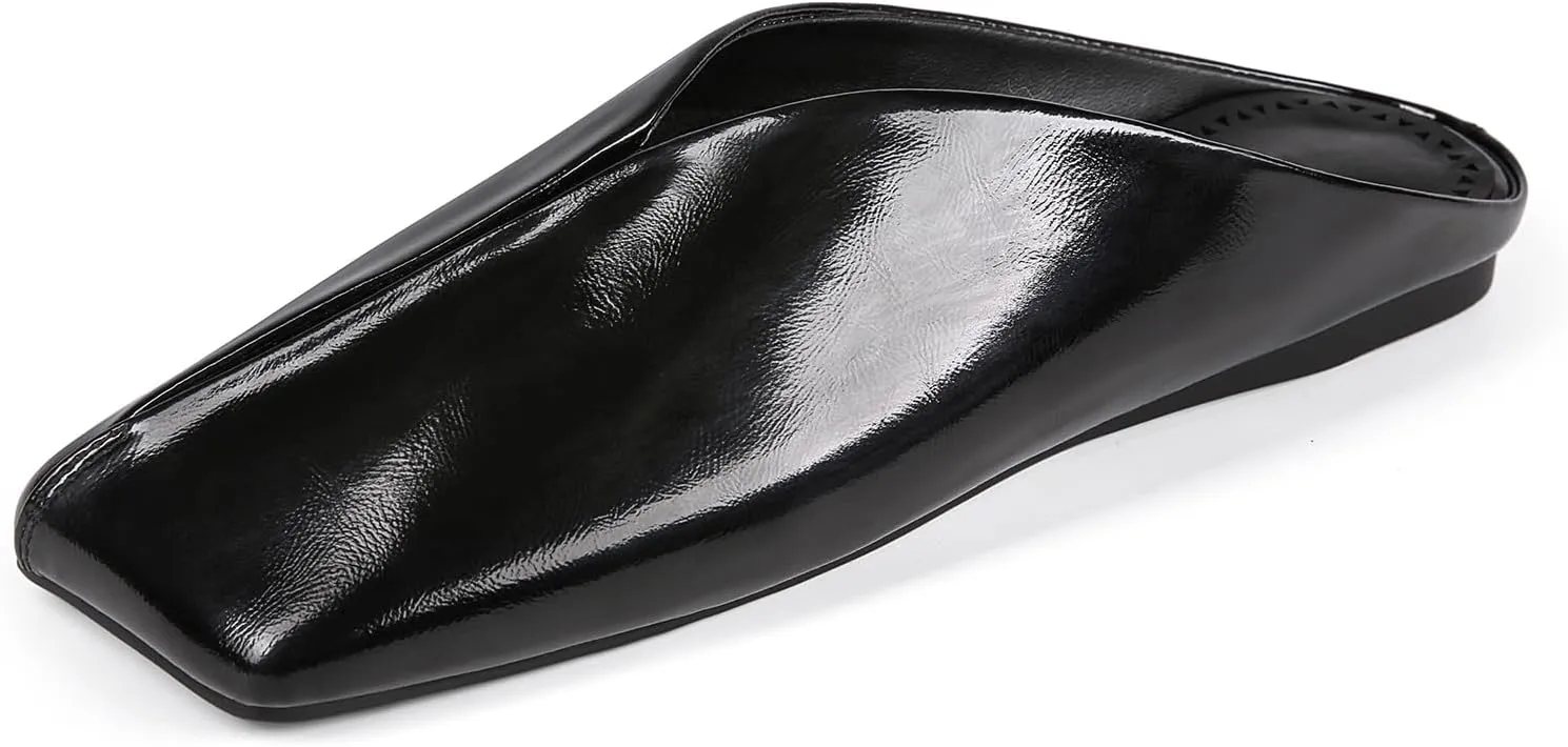 Women's Mules Flats Closed Square Toe Slip On Backless Fashion Casual Dress Shoes