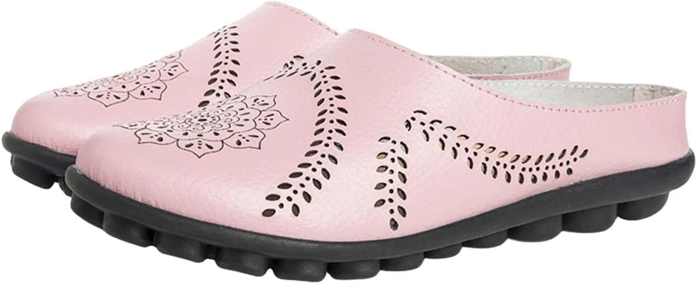 Womens Mules Slippers Summer Casual Sandals Shoes Hollow Slip Clogs Close Toe Breathable Slip On Flat Loafers Outdoor Comfortable Dressy Bohemian Platform Slipper Work Office Fashion Shoes