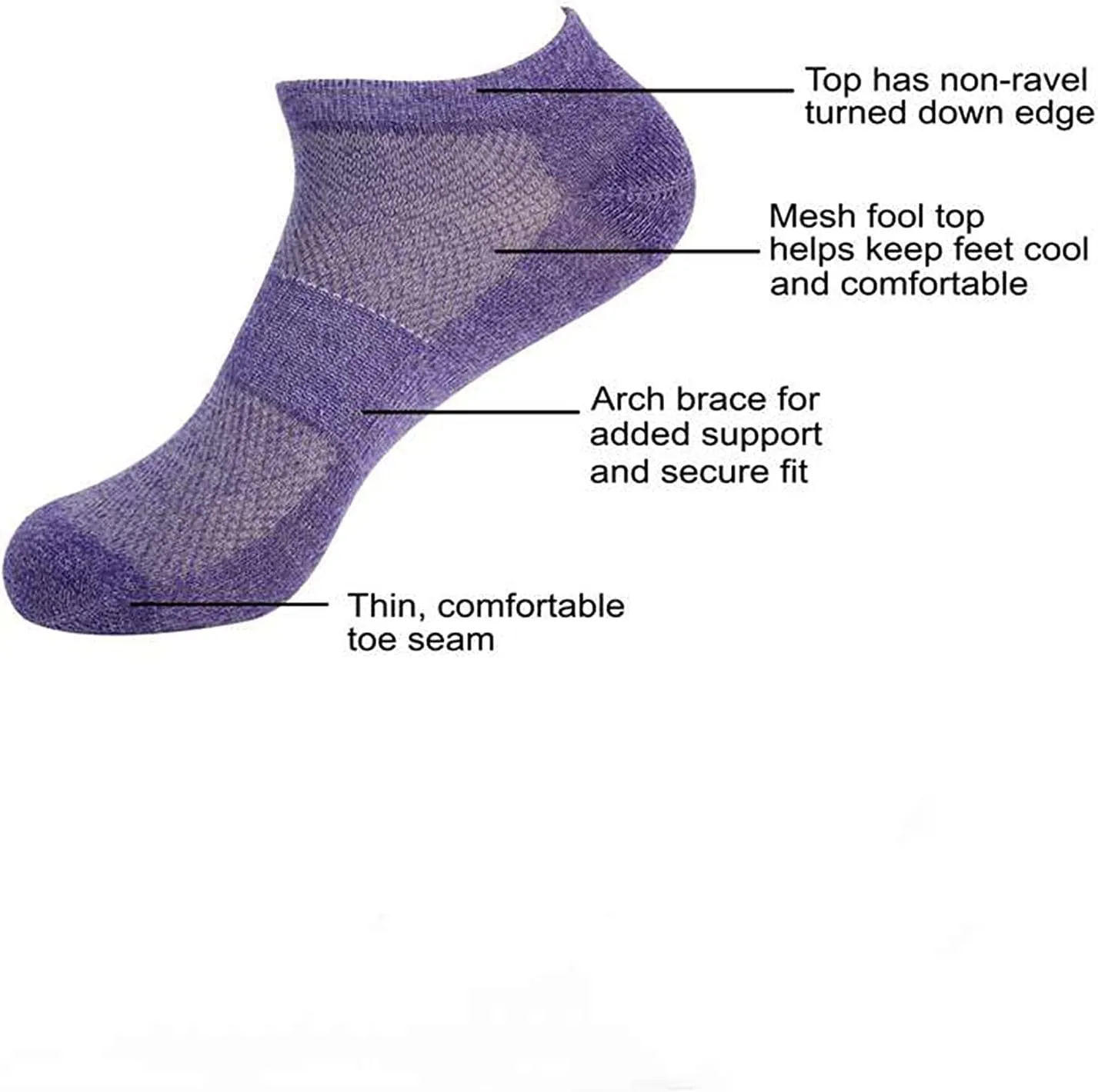 Women's No-Show Athletic Sport Socks Low Cut Sock Size 9-11