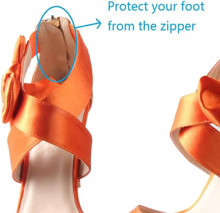 Women's Orange Bow Sandals Satin Dress Shoes Bridal Wedding Heels, Party Show Shoes