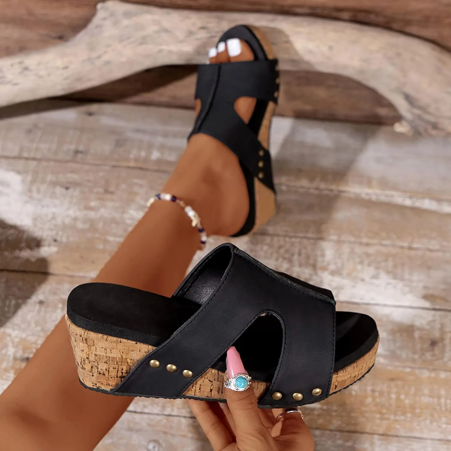Women's Orthopaedic Shoes, Slippers, Black, Breathable Toe Sandals, Comfortable Leisure Mules, Trendy Summer Outdoor Beach Slippers