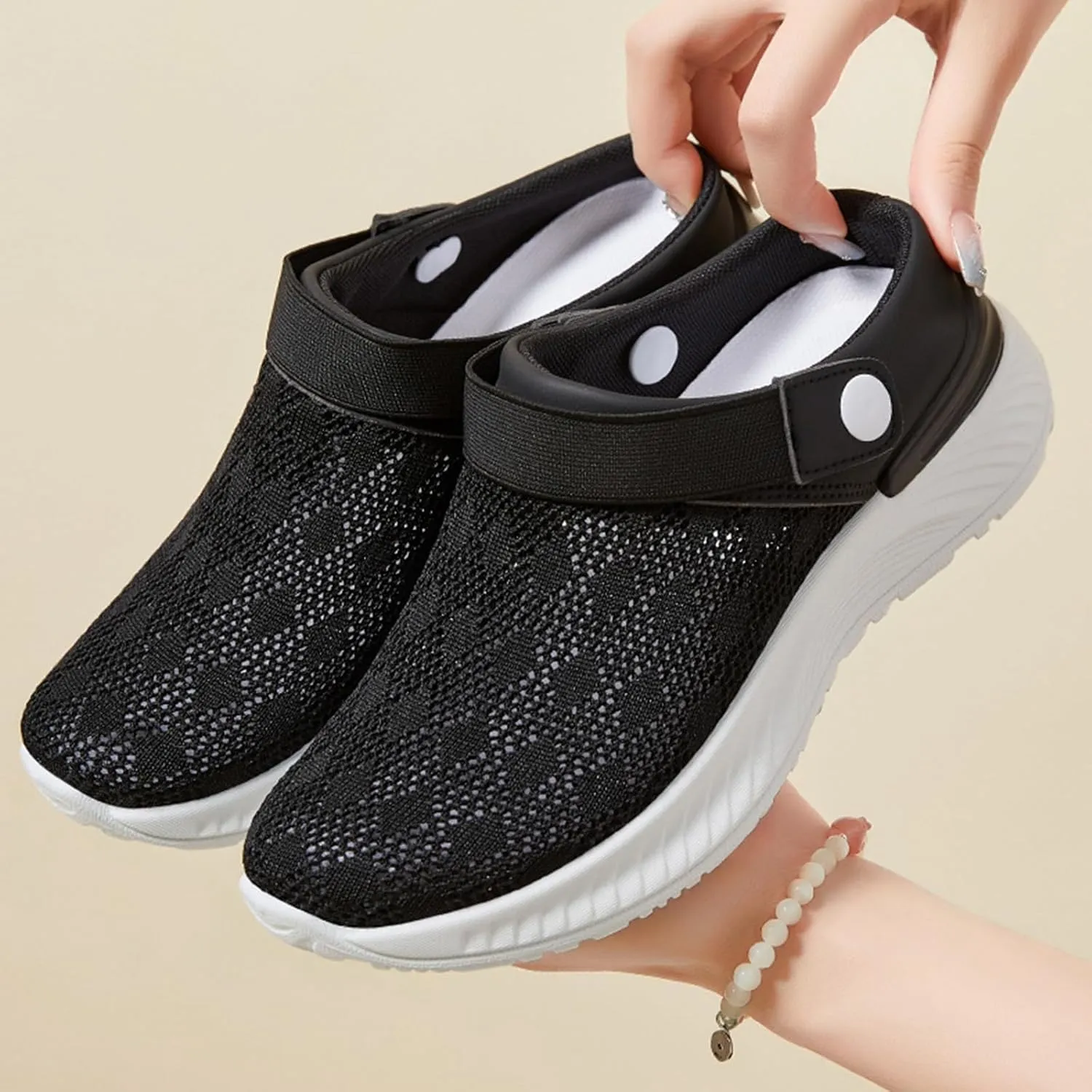 Women's Orthopedic Sandals Summer Breathable Mesh Hollow Out Walking Mules Casual Lightweight Closed Round Toe Slip On Outdoor Beach Shoes Fashion Quick Drying Water Shoes