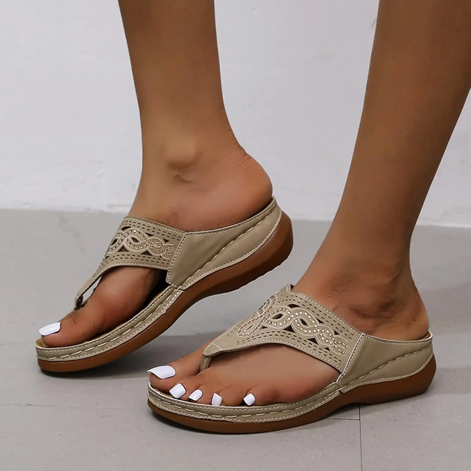 Womens Orthopedic Sandals with Arch Support Comfortable Walking Shoes Adjustable Thick Sole Summer Beach Casual Outdoor Plantar Fasciitis Relief Slides