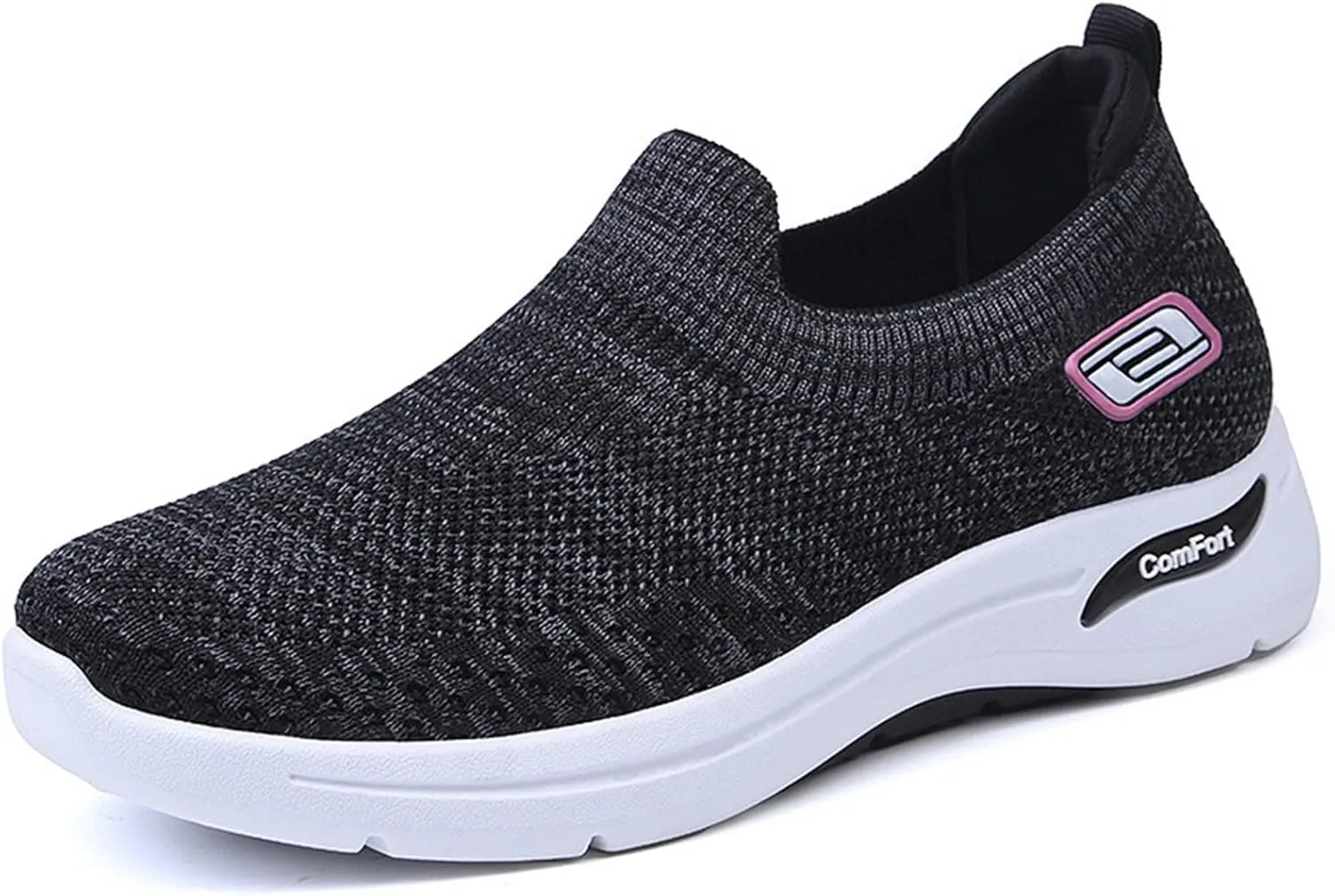 Womens Orthopedic Shoes Breathable Lightweight with Arch Support Sneakers Soft Knitted Slip-On Running Jogging Shoe Casual Comfortable Slip Ins Workout Tennis Shoes Mesh Trainers