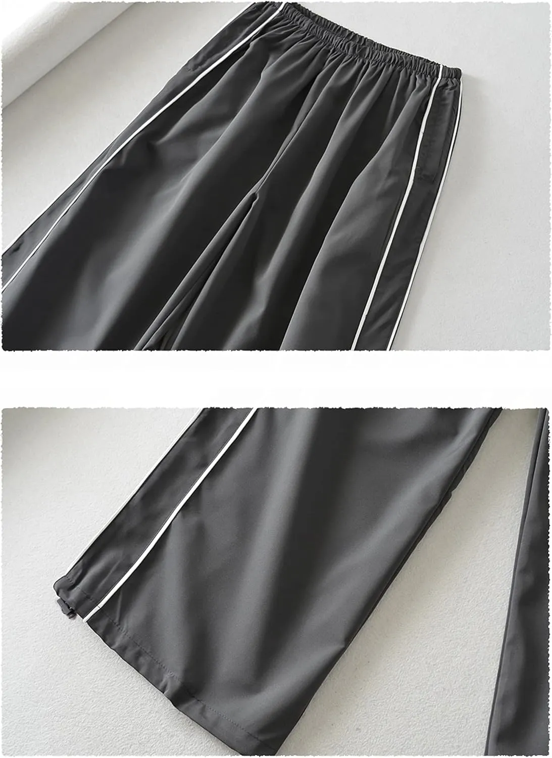 Womens Parachute Pants Wide Leg Baggy Pants Y2K Elastic Waist Jogger Sweatpants Track Pants Streetwear