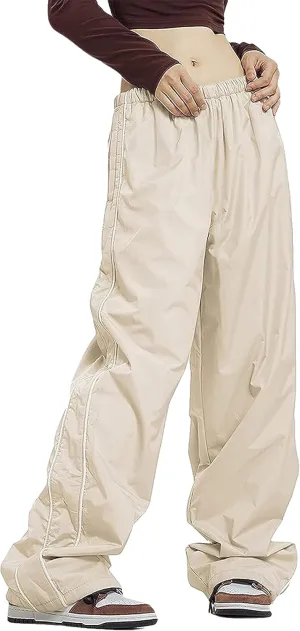 Womens Parachute Pants Wide Leg Baggy Pants Y2K Elastic Waist Jogger Sweatpants Track Pants Streetwear