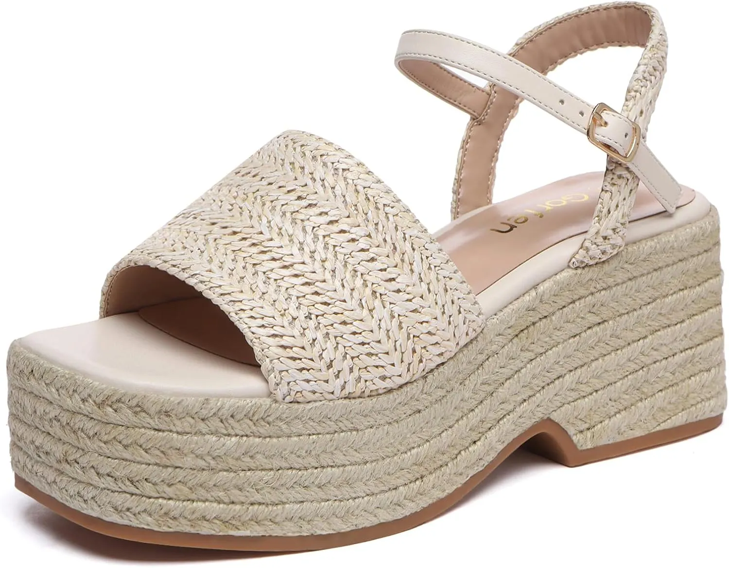 Women's Platform Espadrille Wedge Sandals Arch Support Ankle Strap Open Toe Casual Sandal