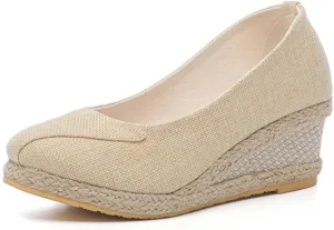 Women's Platform Espadrilles Wedge Sandals Closed Pointed Toe sandals Slip On Comfortable Platform lightweight shoes comfy Pumps Shoes dressy casual summer shoes