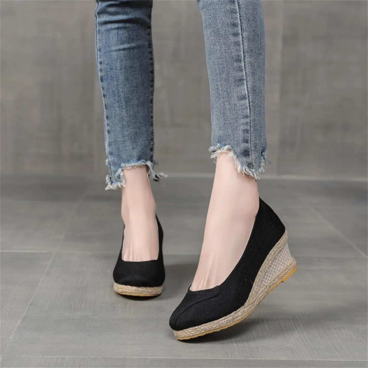 Women's Platform Espadrilles Wedge Sandals Closed Pointed Toe sandals Slip On Comfortable Platform lightweight shoes comfy Pumps Shoes dressy casual summer shoes