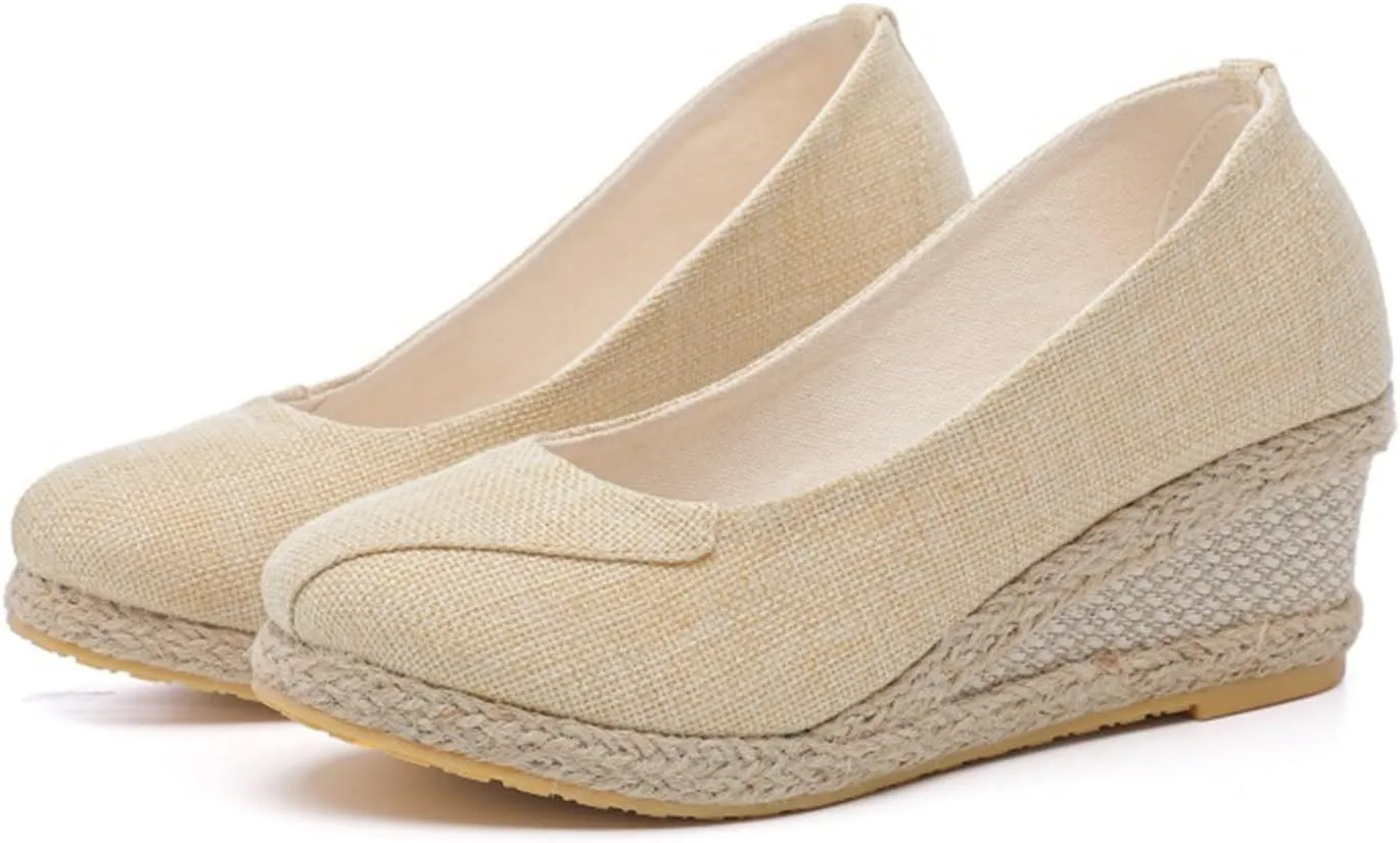Women's Platform Espadrilles Wedge Sandals Closed Pointed Toe sandals Slip On Comfortable Platform lightweight shoes comfy Pumps Shoes dressy casual summer shoes