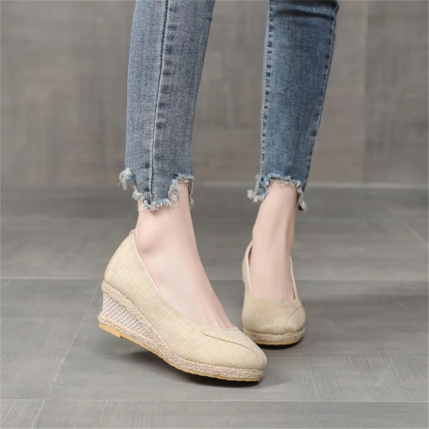 Women's Platform Espadrilles Wedge Sandals Closed Pointed Toe sandals Slip On Comfortable Platform lightweight shoes comfy Pumps Shoes dressy casual summer shoes