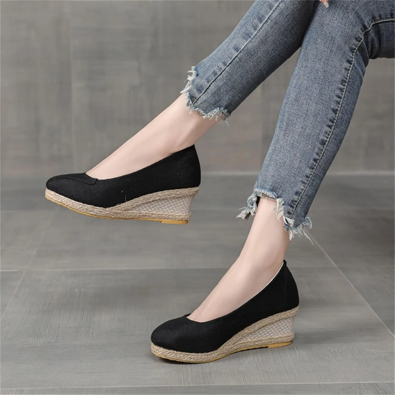 Women's Platform Espadrilles Wedge Sandals Closed Pointed Toe sandals Slip On Comfortable Platform lightweight shoes comfy Pumps Shoes dressy casual summer shoes
