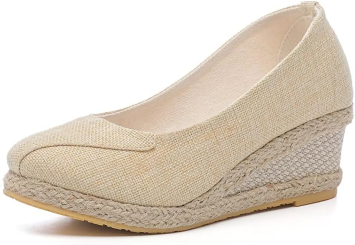 Women's Platform Espadrilles Wedge Sandals Closed Pointed Toe sandals Slip On Comfortable Platform lightweight shoes comfy Pumps Shoes dressy casual summer shoes