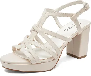 Women's Platform Heels Chunky Heeled Sandals, Ankle Strappy Round Open Toe Dressy Shoes Wedding Party High Pump Heels for Women.