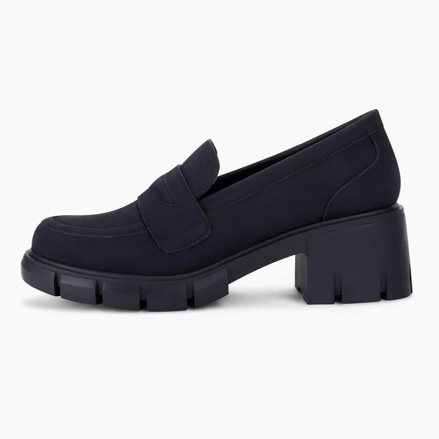Womens Platform Loafers Chunky Heel Penny Loafer Lug Sole Slip On Round Toe Comfort Dress Work Shoes